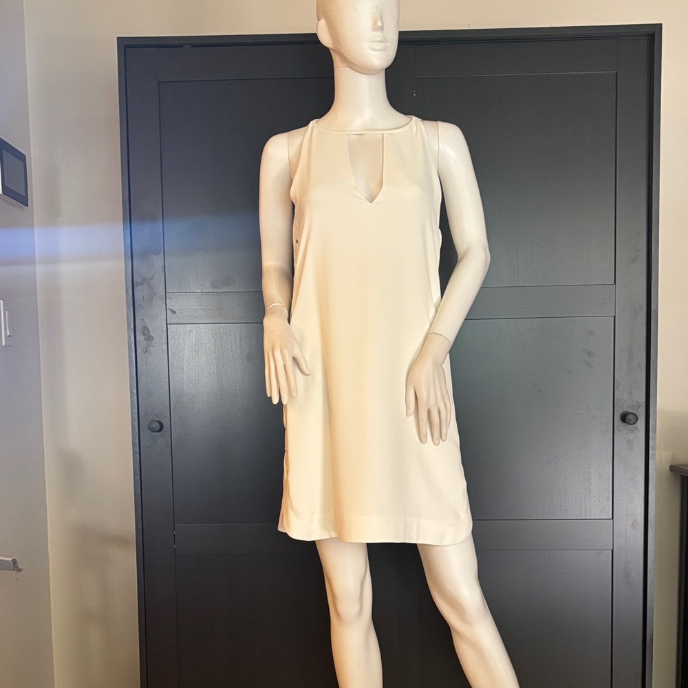 New Parker Cream side lace up shift dress